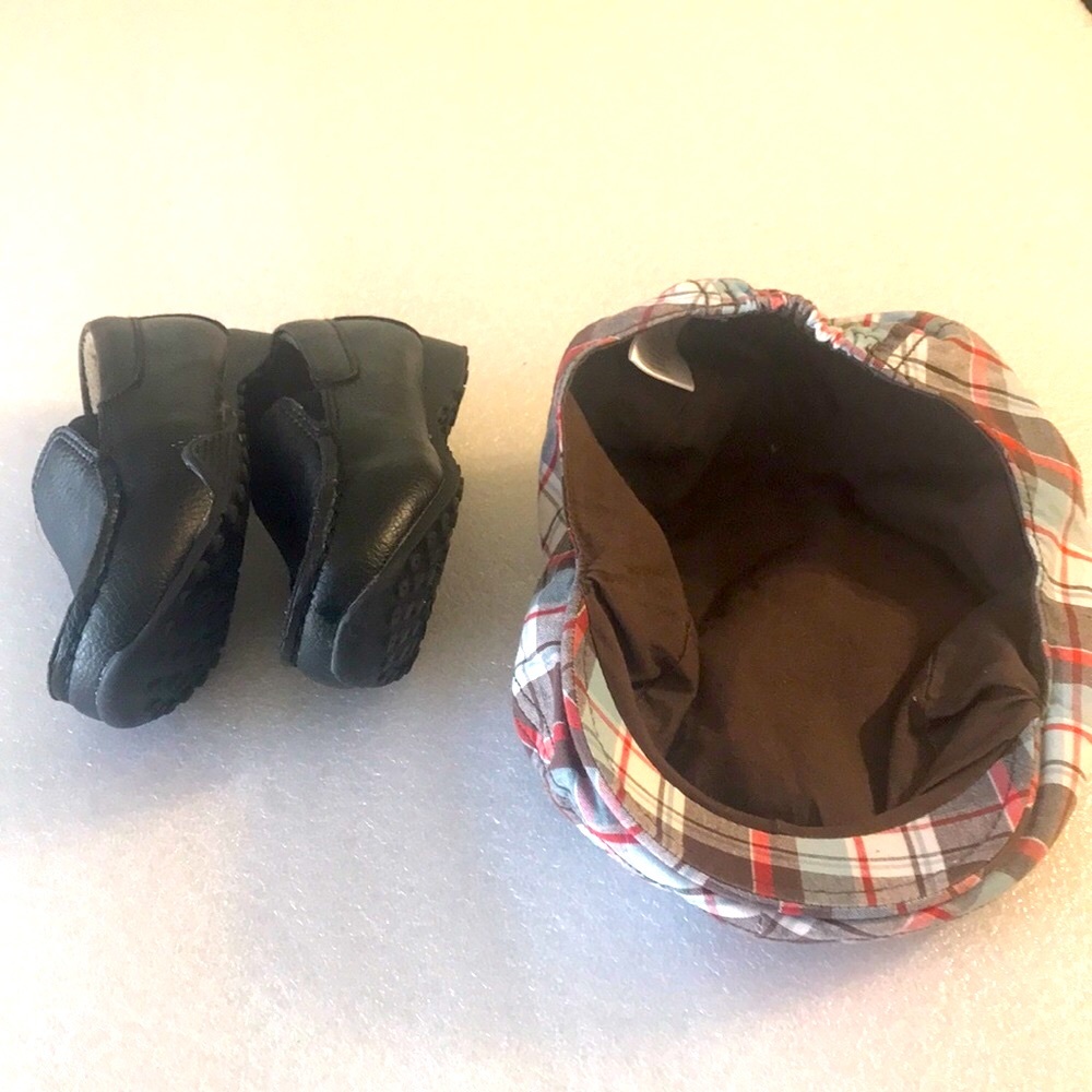 Children’s place loafers black -6  & plaid hat - Picture 3 of 16